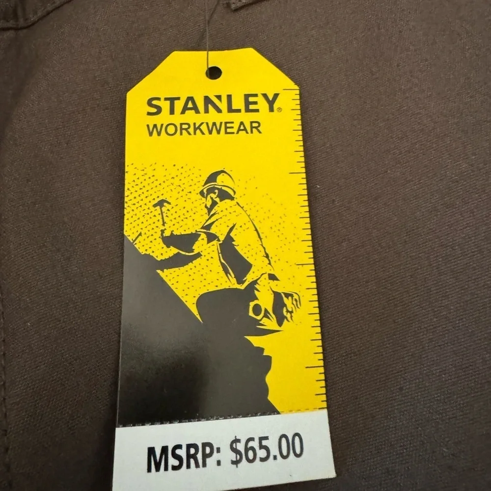 STANLEY Workwear Mens Fleece Lined Work cargo Pants chocolate brown size 38x32